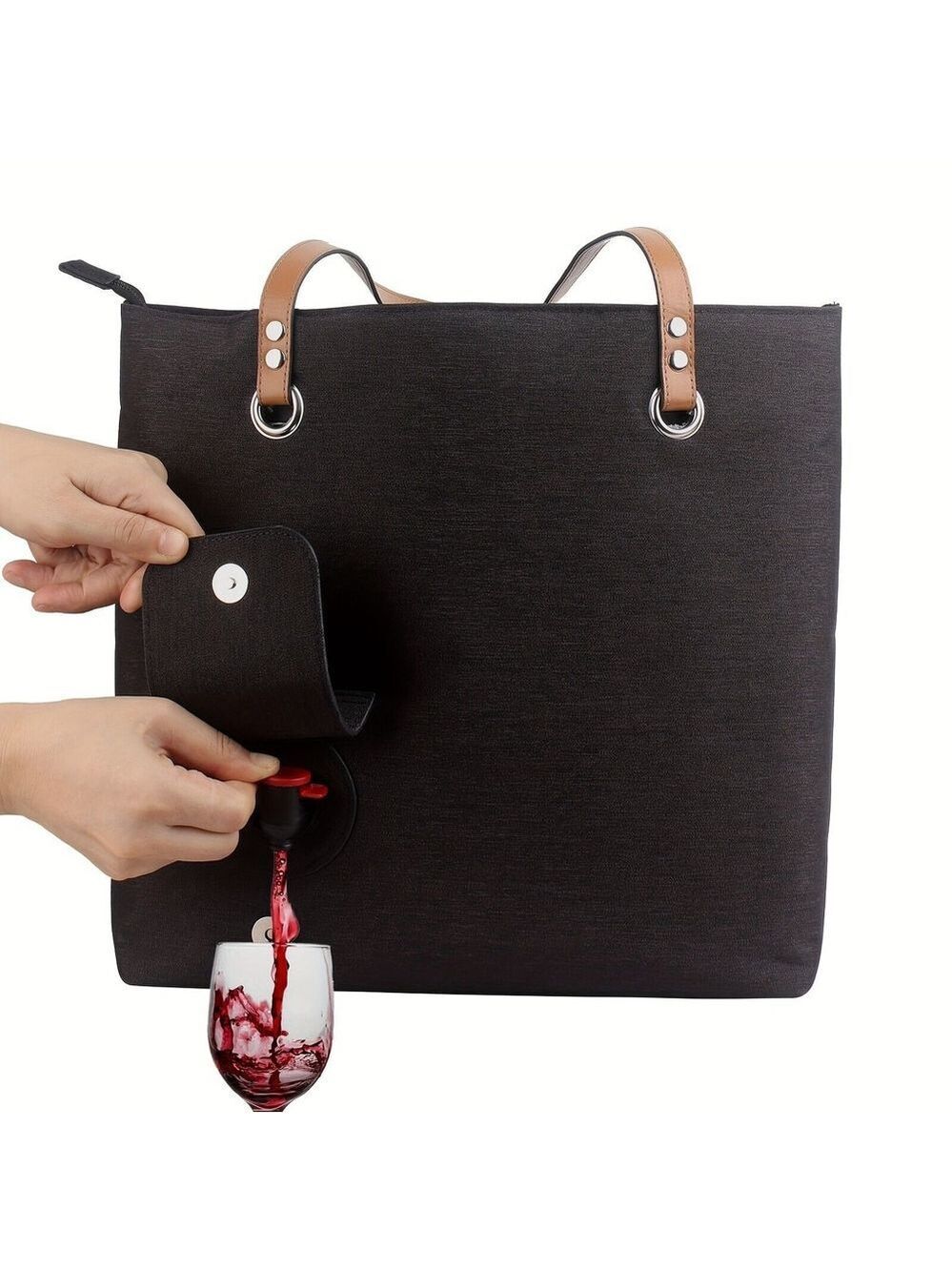 Insulated Wine Dispensing Tote Bag - Stylish Wine Purse with Hidden Spout